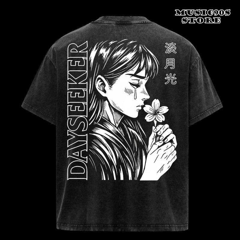 Retro Dayseeker Crying Girl Black T-Shirt